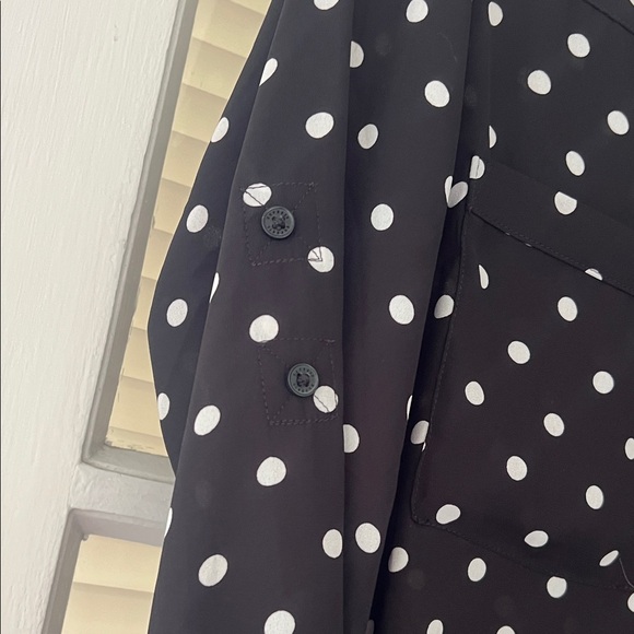 Express Sheer Black and White Portofino Polka Dot Blouse - Picture 3 of 7
